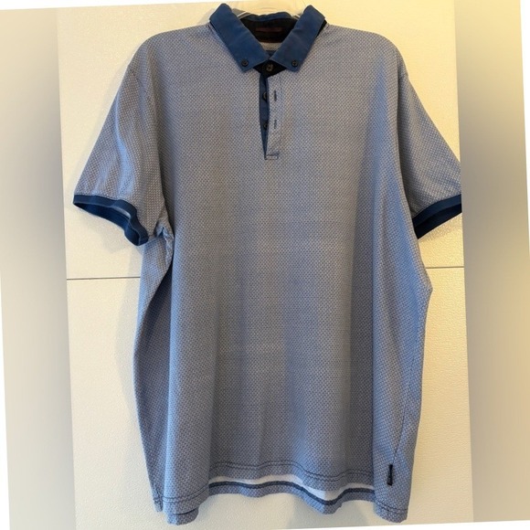 Ted Baker London Other - Ted Baker London Mens Blue Geometric Print Cotton Polo Shirt Chapmun Size 5 XL